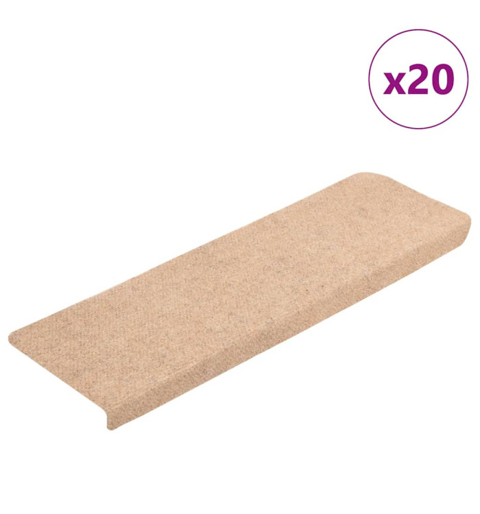 Tapis d'escalier autocollant 20 pcs crème 65x21x4 cm | Mobilier & Déco