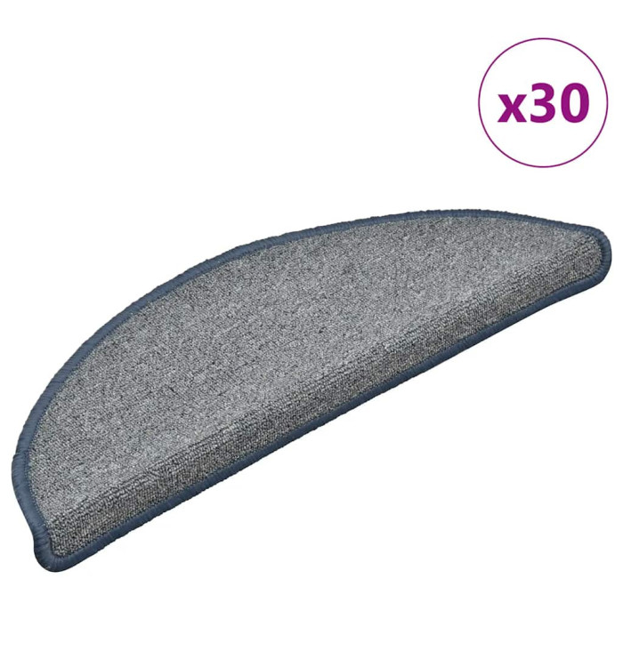 Tapis d'escalier 30 pcs gris clair et bleu 56x17x3 cm | Mobilier & Déco