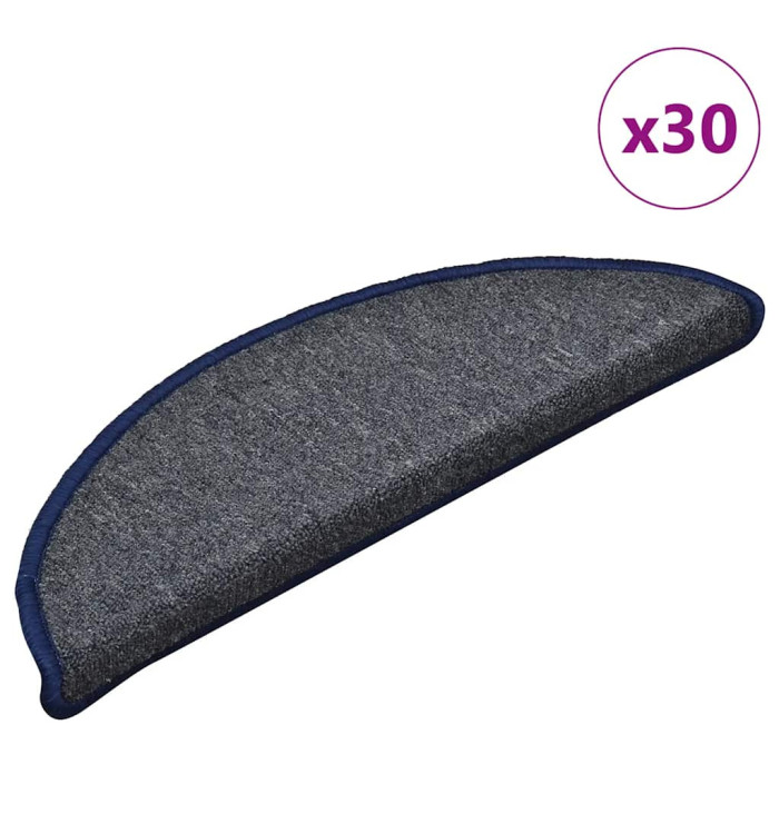 Tapis d'escalier 30 pcs gris foncé et bleu 56x17x3 cm | Mobilier & Déco