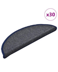 Tapis d'escalier 30 pcs gris foncé et bleu 56x17x3 cm | Mobilier & Déco