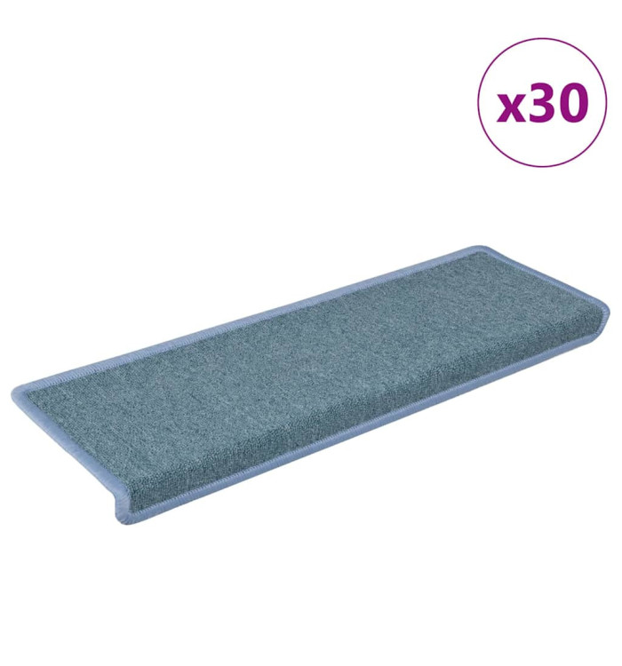 Tapis d'escalier 30 pcs 65x21x4 cm bleu | Mobilier & Déco