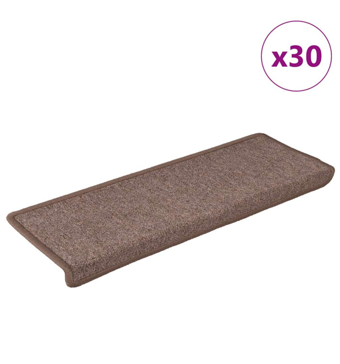 Tapis d'escalier 30 pcs 65x21x4 cm Marron | Mobilier & Déco