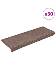 Tapis d'escalier 30 pcs 65x21x4 cm Marron | Mobilier & Déco