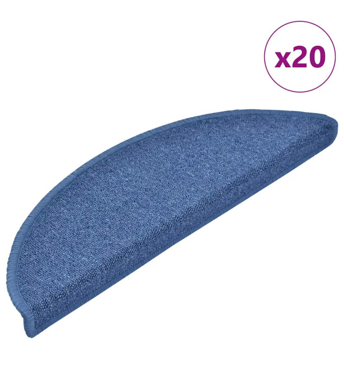 Tapis d'escalier 20 pcs bleu 56x17x3 cm | Mobilier & Déco