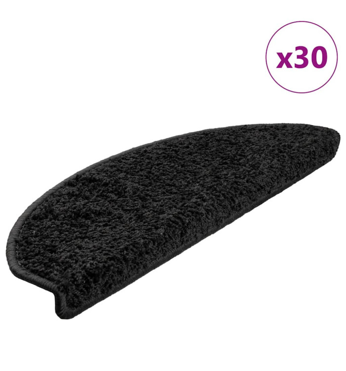 Tapis d'escalier 30 pcs noir 65x21x4 cm | Mobilier & Déco