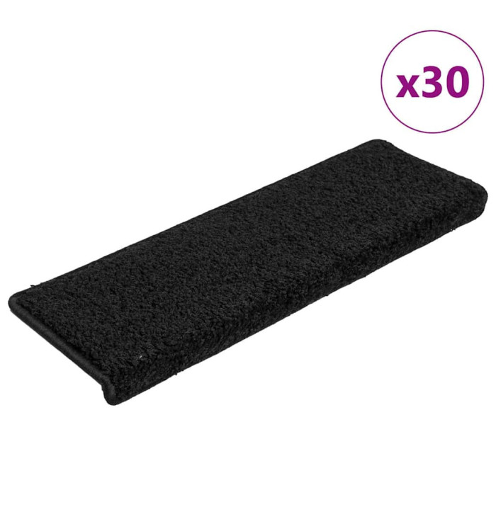 Tapis d'escalier 30 pcs 65x21x4 cm Noir | Mobilier & Déco