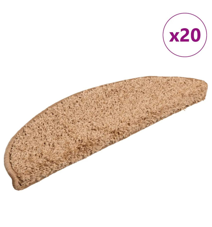 Tapis d'escalier 20 pcs beige 56x17x3 cm | Mobilier & Déco