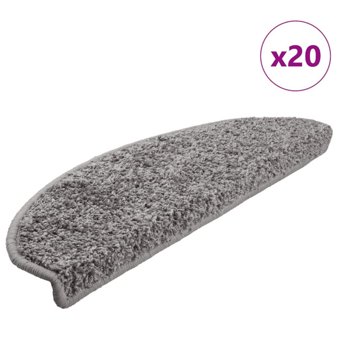 Tapis d'escalier 20 pcs gris 65x21x4 cm | Mobilier & Déco