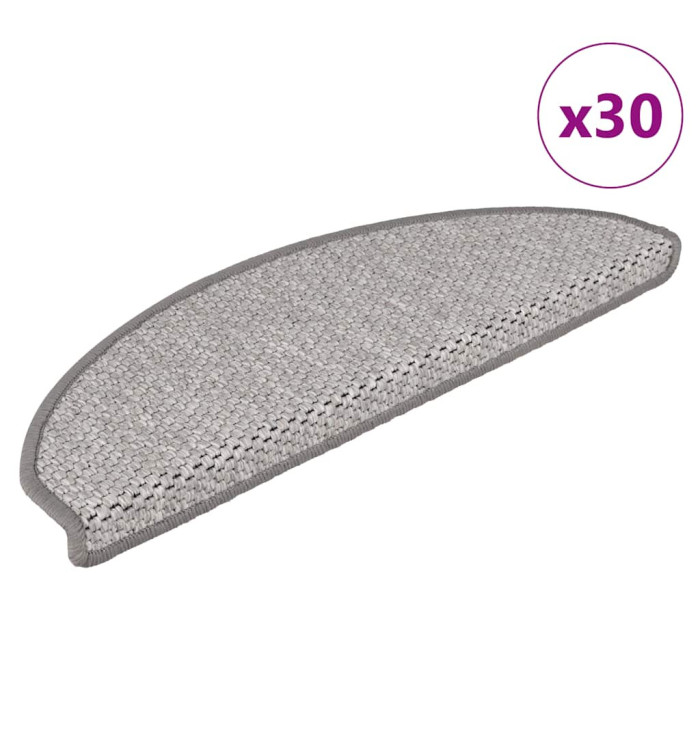 Tapis d'escalier autocollants 30 pcs 65x21x4 cm platine | Mobilier & Déco