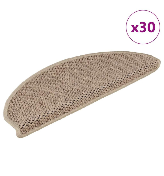 Tapis d'escalier autocollants 30 pcs 65x21x4 cm sable | Mobilier & Déco