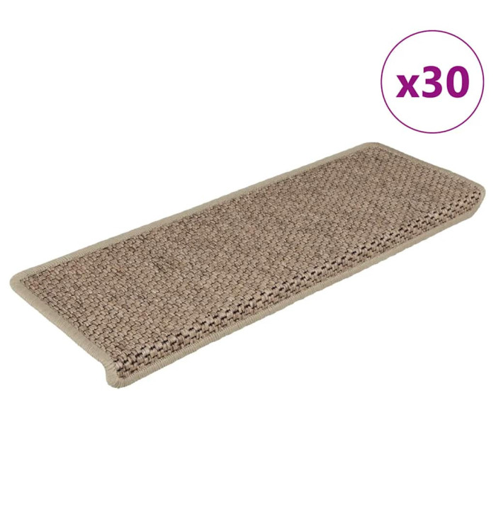 Tapis d'escalier autocollants 30 pcs 65x21x4 cm sable | Mobilier & Déco