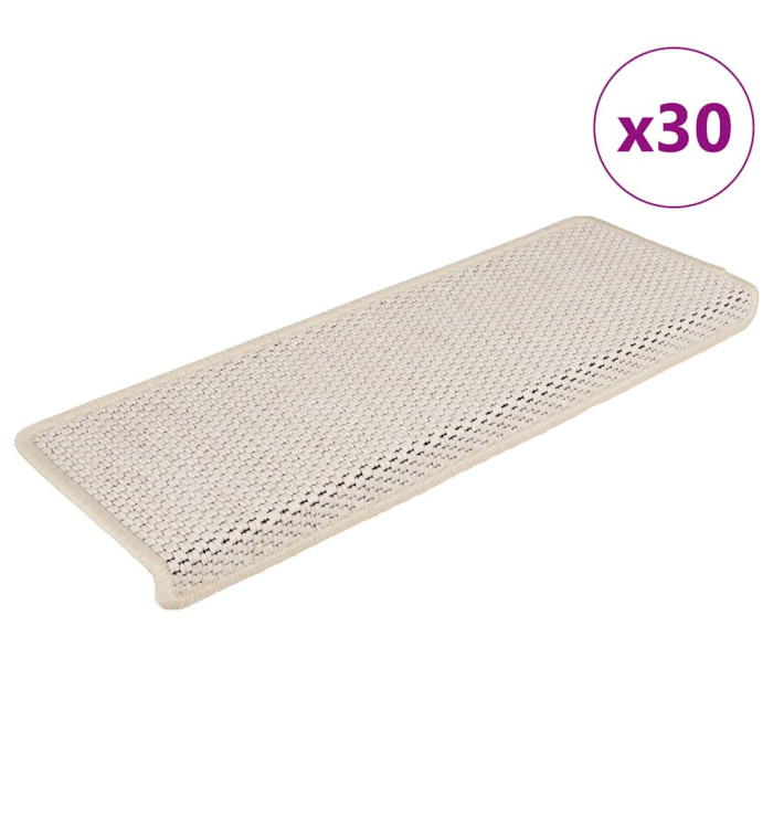Tapis d'escalier autocollants 30 pcs 65x21x4 cm crème | Mobilier & Déco