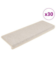 Tapis d'escalier autocollants 30 pcs 65x21x4 cm crème | Mobilier & Déco