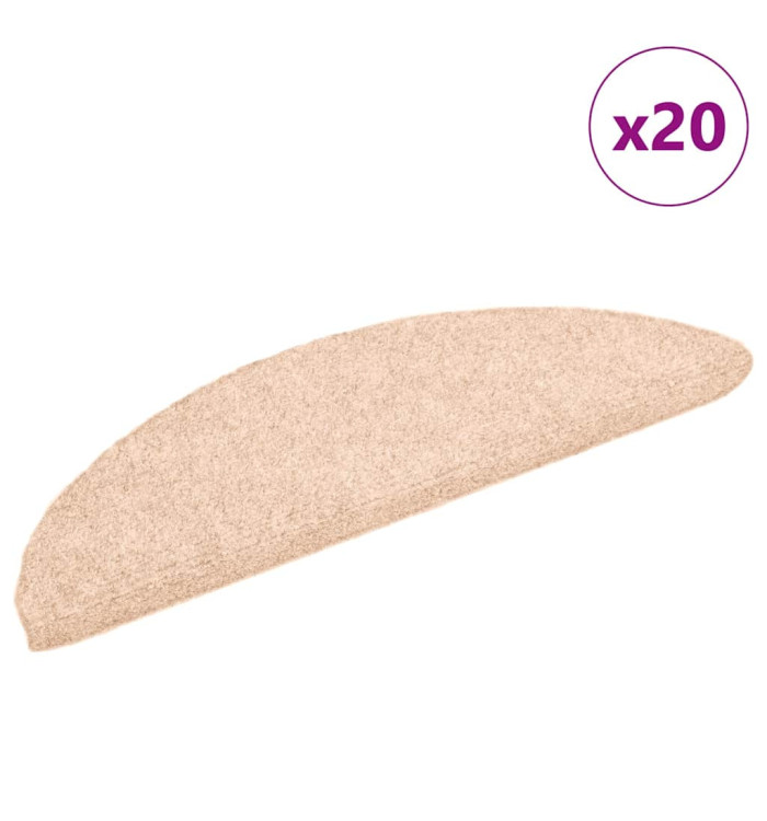 Tapis d'escalier autocollant 20 pcs crème 56x17x3 cm | Mobilier & Déco