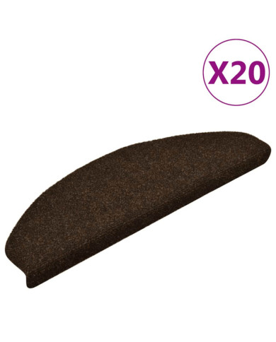 Tapis d'escalier autocollant 20 pcs marron 65x21x4 cm | Mobilier & Déco