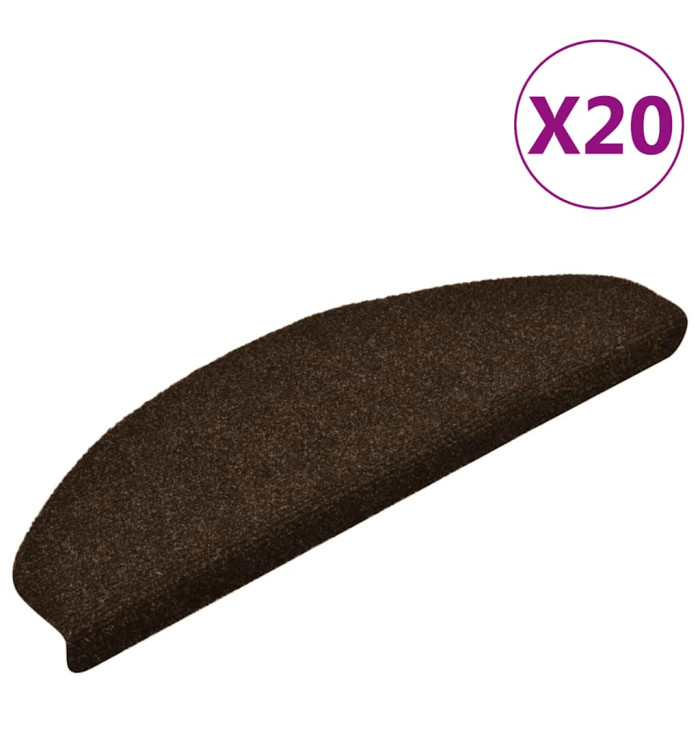 Tapis d'escalier autocollant 20 pcs marron 65x21x4 cm | Mobilier & Déco