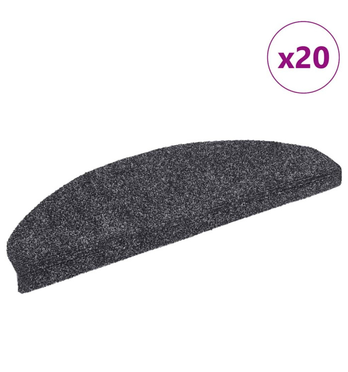 Tapis d'escalier autocollant 20 pcs gris foncé 65x21x4 cm | Mobilier & Déco