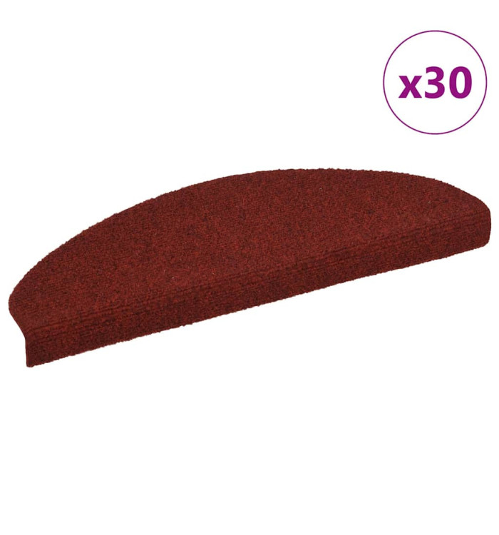 Tapis d'escalier autocollants 30 pcs rouge 65x21x4 cm | Mobilier & Déco