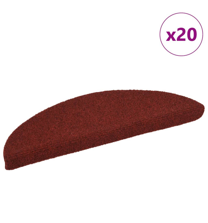 Tapis d'escalier autocollant 20 pcs rouge 56x17x3 cm | Mobilier & Déco