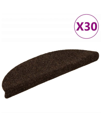 Tapis d'escalier auto-adhésifs 30 pcs marron 56x17x3 cm | Mobilier & Déco