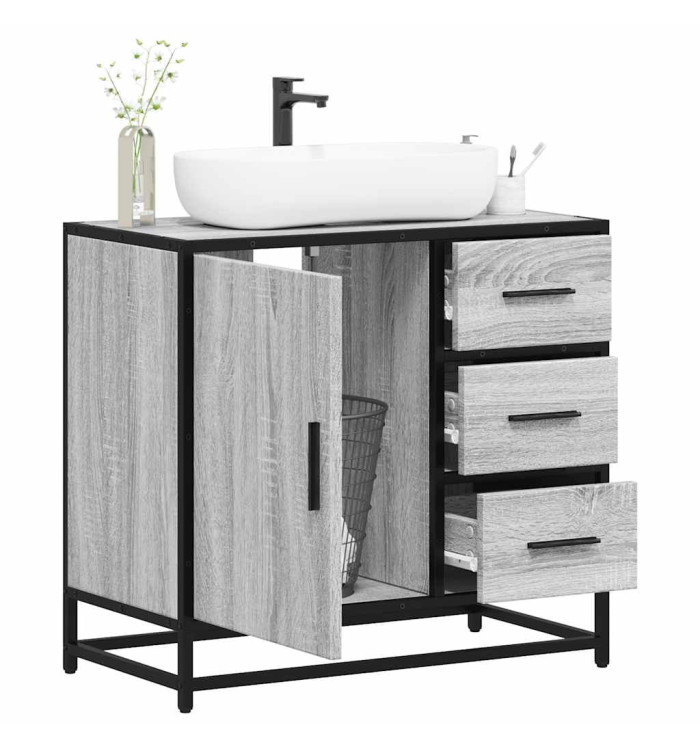 Armoire de lavabo de salle de bain sonoma gris 65x33x60 cm | Mobilier & Déco