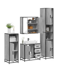 Ensemble de meubles de salle de bain 4 pcs sonoma gris | Mobilier & Déco
