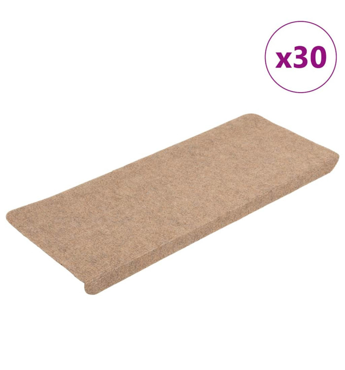 Tapis d'escalier auto-adhésifs 30 pcs beige 65x24,5x3,5 cm | Mobilier & Déco