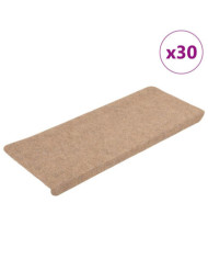 Tapis d'escalier auto-adhésifs 30 pcs beige 65x24,5x3,5 cm | Mobilier & Déco