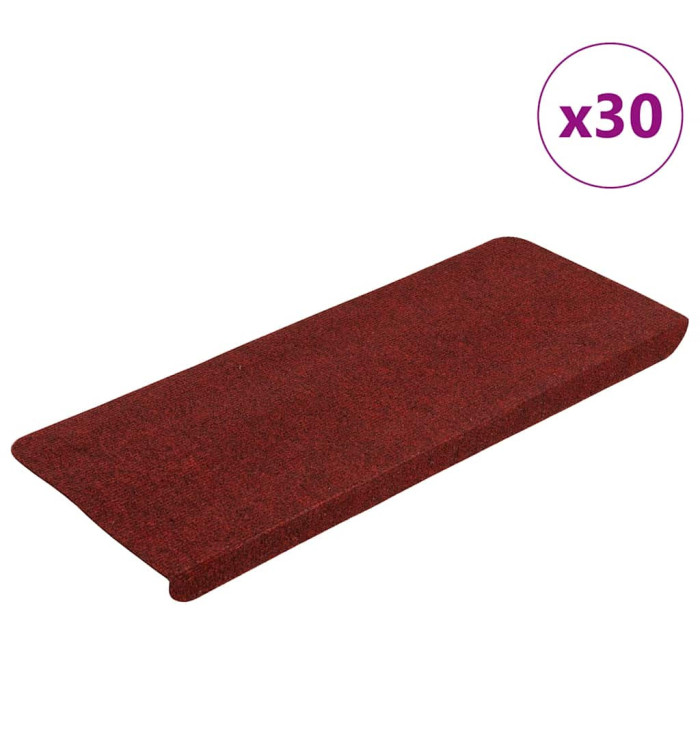 Tapis d'escalier auto-adhésifs 30 pcs rouge 65x24,5x3,5 cm | Mobilier & Déco