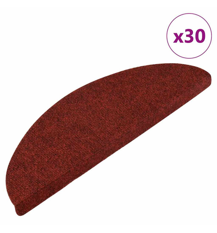 Tapis d'escalier autocollants 30 pcs rouge 56x17x3 cm | Mobilier & Déco