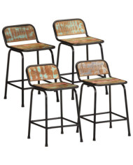 Tabourets de bar lot de 4 46x35,5x70cm bois massif récupération | Mobilier & Déco