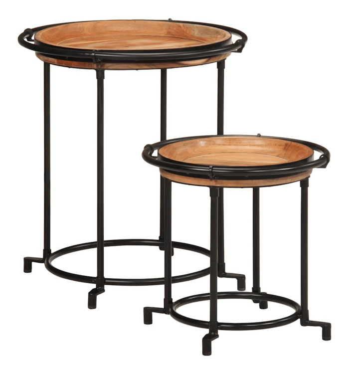 Ensemble de table d'appoint 2 pcs bois massif d'acacia | Mobilier & Déco