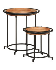 Ensemble de table d'appoint 2 pcs bois massif d'acacia | Mobilier & Déco