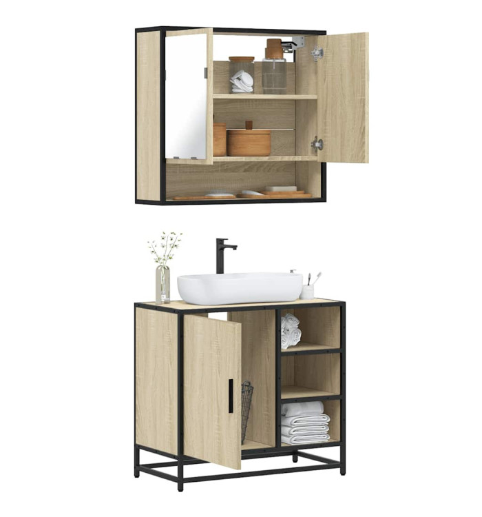 Ensemble de meubles de salle de bain 2 pcs chêne sonoma | Mobilier & Déco
