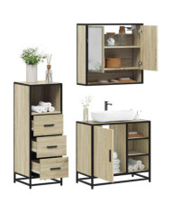 Ensemble de meubles de salle de bain 3 pcs chêne sonoma | Mobilier & Déco