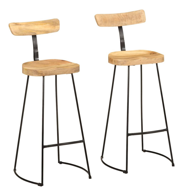Tabourets de bar lot de 2 49x43x103 cm bois de manguier massif | Mobilier & Déco