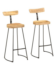 Tabourets de bar lot de 2 49x43x103 cm bois de manguier massif | Mobilier & Déco