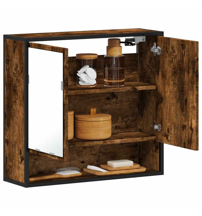 Armoire à miroir de salle de bain chêne fumé bois d’ingénierie | Mobilier & Déco