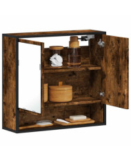 Armoire à miroir de salle de bain chêne fumé bois d’ingénierie | Mobilier & Déco