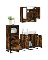 Ensemble de meubles de salle de bain 3 pcs Chêne fumé | Mobilier & Déco