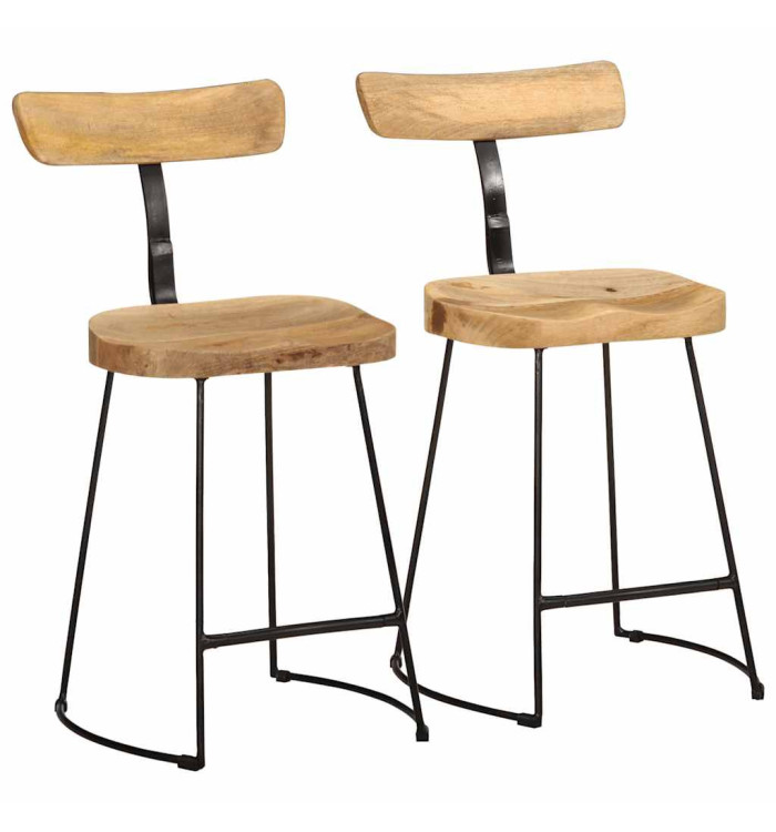 Tabourets de bar lot de 2 49x43x79 cm bois de manguier massif | Mobilier & Déco