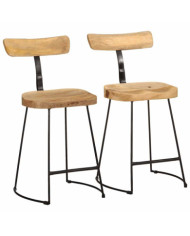 Tabourets de bar lot de 2 49x43x79 cm bois de manguier massif | Mobilier & Déco