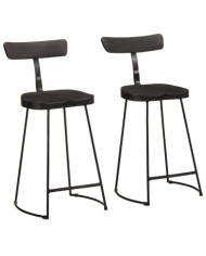 Tabourets de bar lot de 2 noir 49x43x88 cm bois manguier massif | Mobilier & Déco