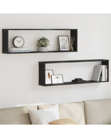 Étagères murales cube 2 pcs chêne noir 100x15x30 cm bois | Mobilier & Déco