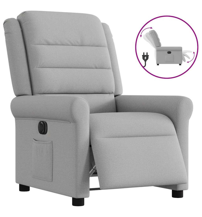 Fauteuil inclinable électrique gris nuage tissu | Mobilier & Déco