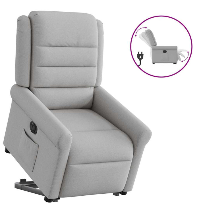 Fauteuil inclinable électrique gris nuage tissu | Mobilier & Déco