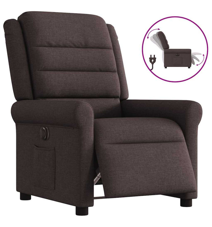 Fauteuil inclinable électrique Marron foncé Tissu | Mobilier & Déco