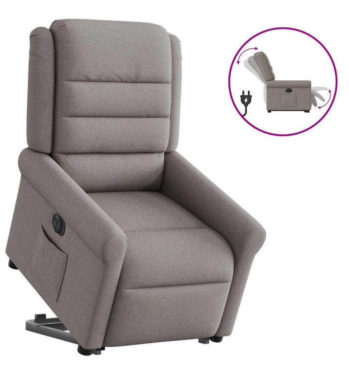 Fauteuil inclinable électrique taupe tissu | Mobilier & Déco