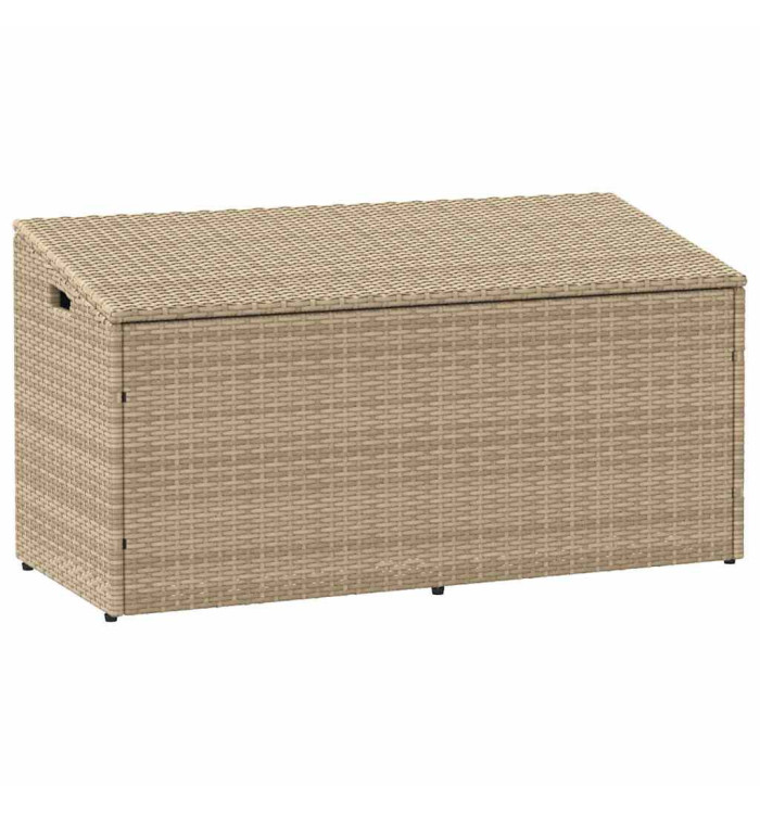 Boîte de rangement de jardin beige 110x50x58 cm résine tressée | Mobilier & Déco