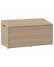 Boîte de rangement de jardin beige 110x50x58 cm résine tressée | Mobilier & Déco